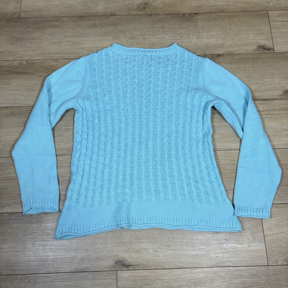 Appleseeds 100% Cotton Size Large Loose Knit Light Blue Long Sleeve Sweater - Picture 7 of 7